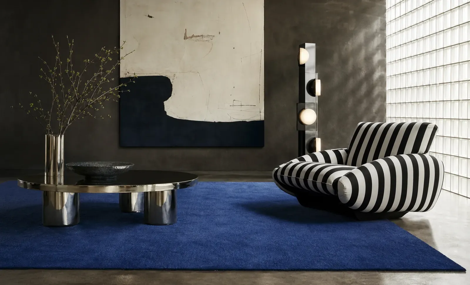 The Intense rug in Lapis in a lounge