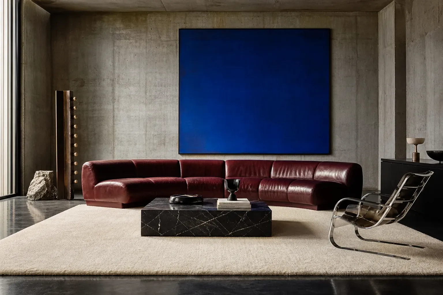 The Intense rug in Chalk, shown in a New York room